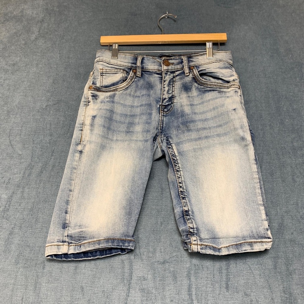 Cutlery Bermuda Shorts Mens 30W Blue Denim Cotton Stretch Light Wash Mid Rise